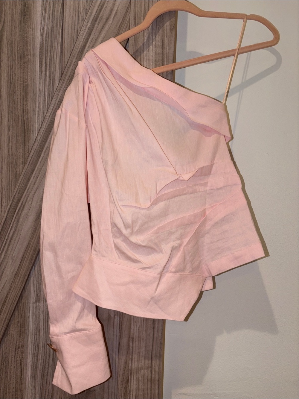 Zara Pale Pink One-Shoulder Long-Sleeve Top